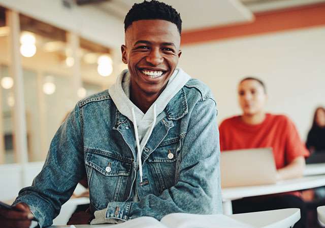 smiling student in classroom