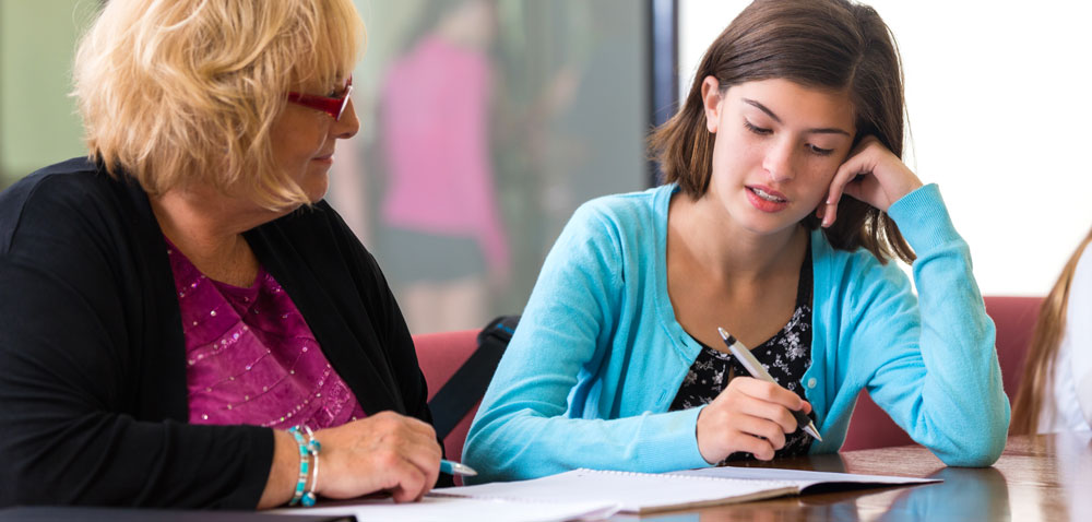 high school counselor working with a student