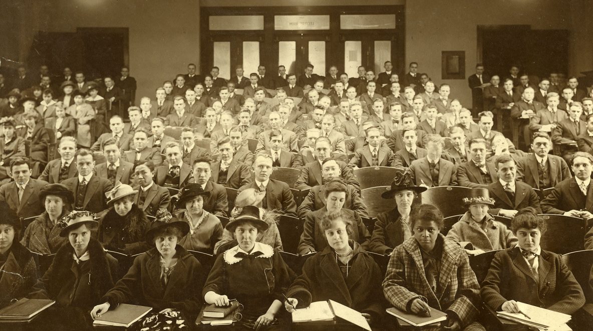 Students in lecture, circa 1912