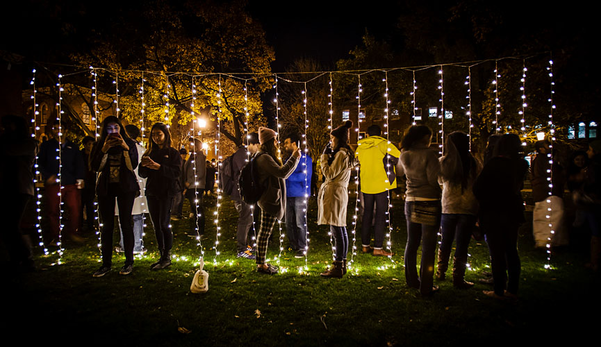 Diwali, Festival of Lights display on the Quad at night