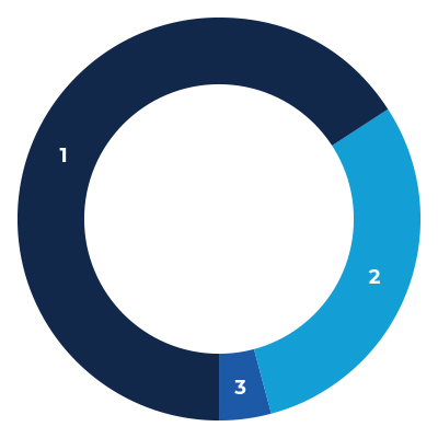 circle graph depicting percentages of each of the three types of aid we provide