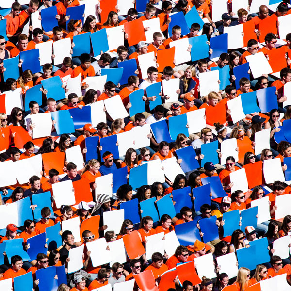 Block I cheering at a football game