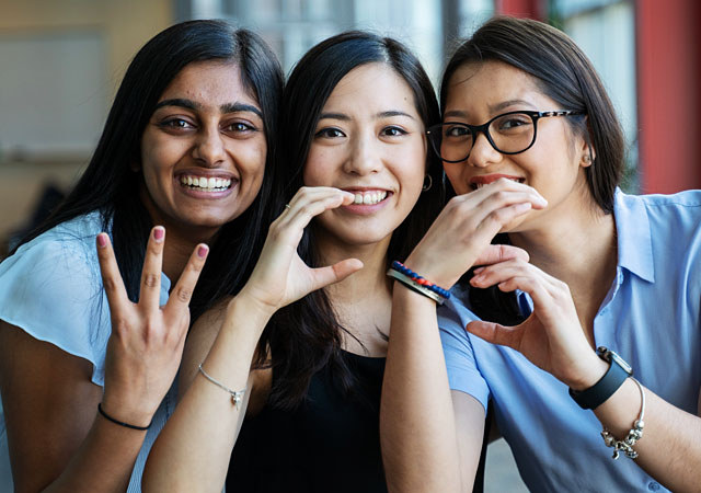 Jocelyn with friends she made in WCS, Women in Computer Science