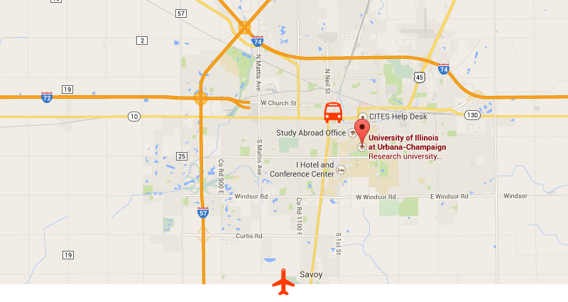 Google map of the University of Illinois Urbana-Champaign and its surrounding area