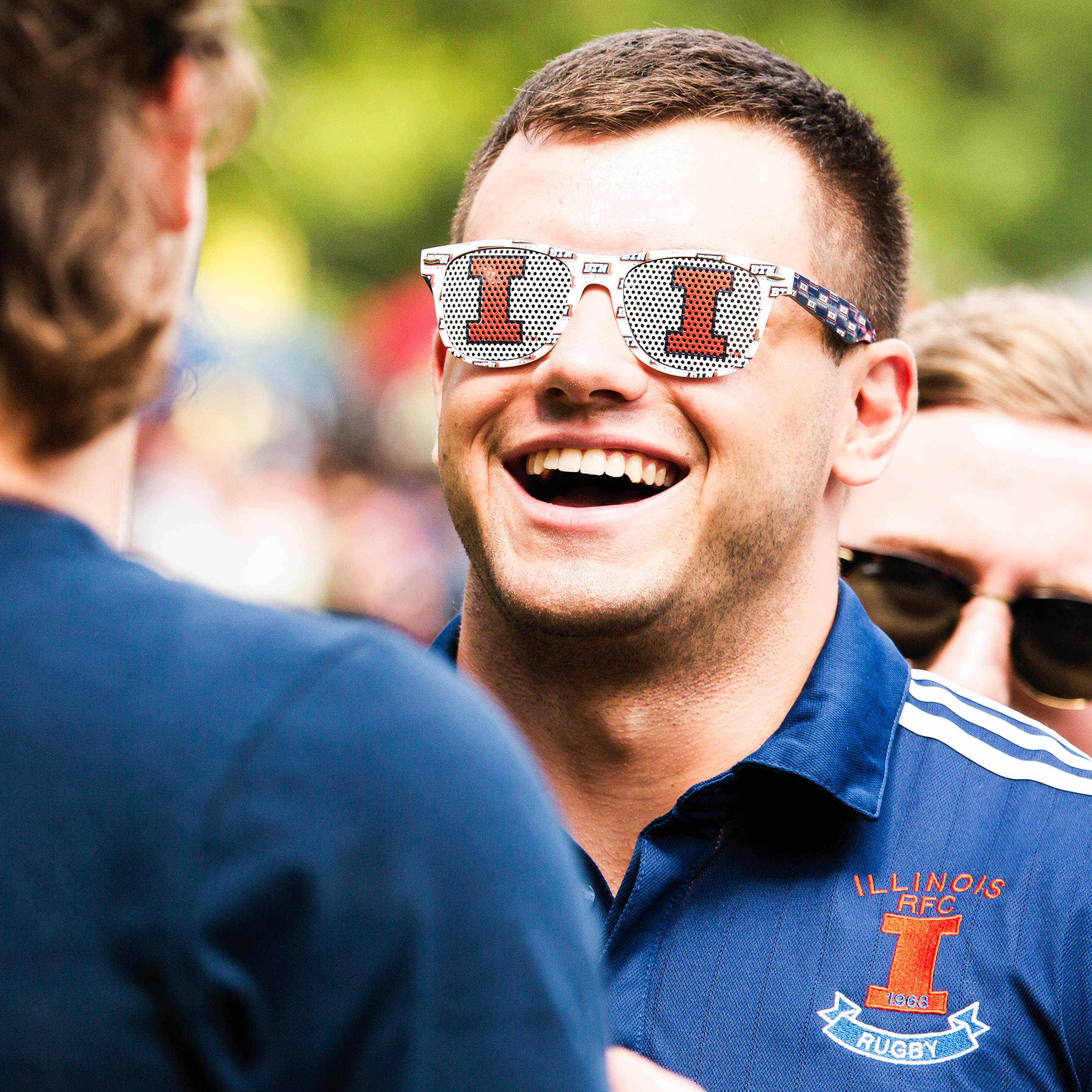 Excited Illini with glasses