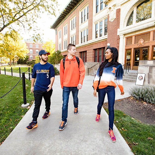 Students walking around campus