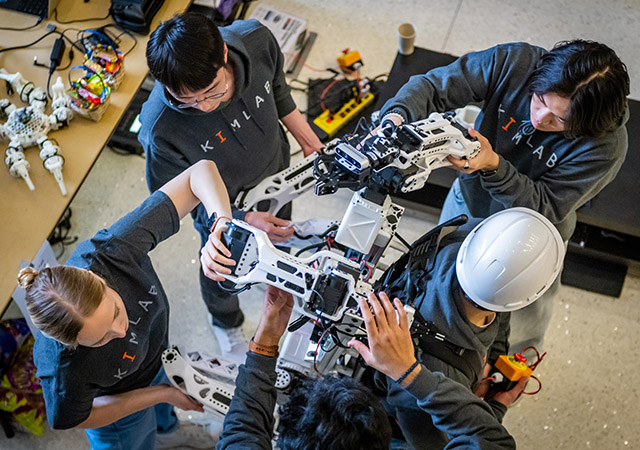 Members of KIMLAB (Kinetic Intelligent Machine LAB) work on task/ data-driven robot design, motion control, and interaction.