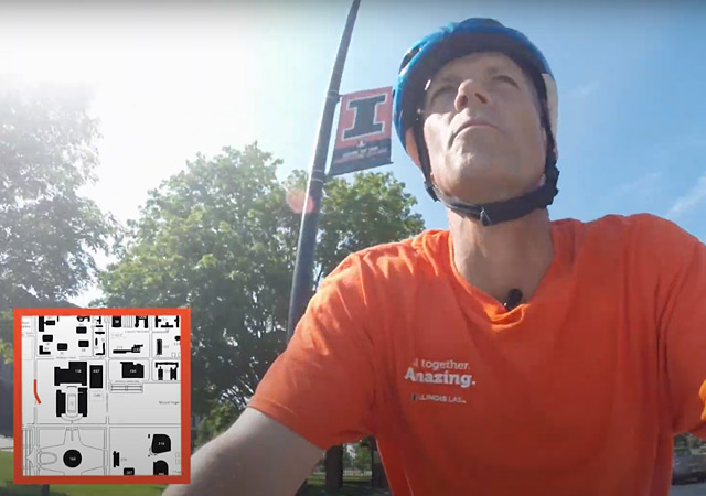 still from a campus bike tour with LAS Executive Associate Dean, Dave Tewksbury